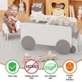 thumbnail image 3 of Yoneston Kids Table and Chair Set with Car-Shaped Design, Height-Adjustable Activity Table for Toddlers Art Craft Drawing Reading Learning, Gray+White, 3 of 9