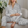 thumbnail image 6 of Honeii Silver Mosaic print Women's Pajama Sets Long Sleeve Button Down Sleepwear Nightwear Soft Pjs Lounge Sets-Medium, 6 of 7