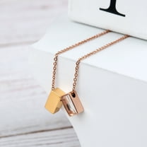 Anavia See You Cremation Necklace for Ashes, Mini See Through Urn Necklace, Mini Cube Cremation Pendant, Cremation Jewelry, Memorial Jewelry, Mini Urn-[Gold & Rose Gold]