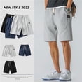 thumbnail image 2 of Pantalones cortos deportivos para hombre, Shorts informales hasta la rodilla, estilo Hip Hop, ajuste holgado, cintura elástica, múltiples bolsillos, ropa de uso diario, 2 of 4