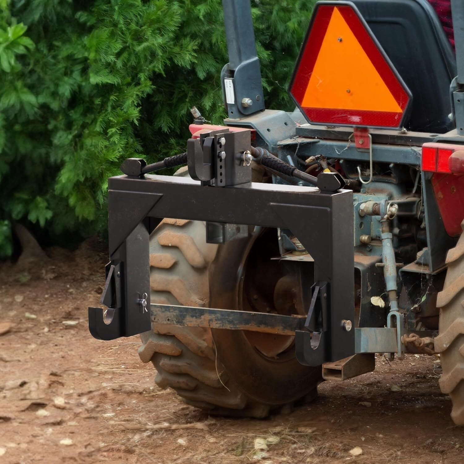 Uforic Category 1 Tractor 3 Point Quick Hitch, 3000 LBS Heavy Duty 3-Point Hitch Adapter with 5-Position Adjustable Hook & 2 Inch Trailer Receiver, Black