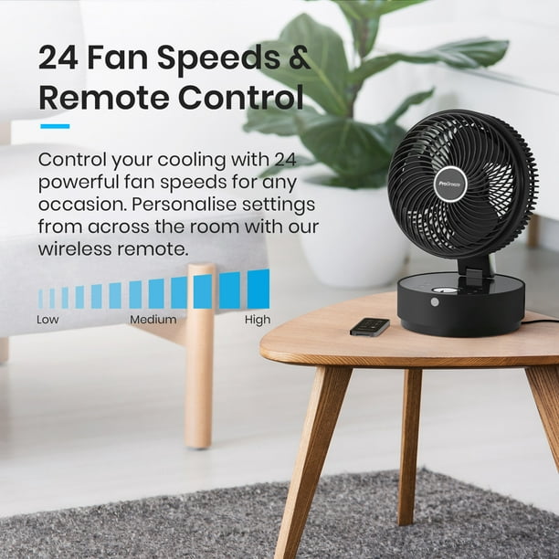 Pro Breeze Powerful Air Circulator Fan - Desk Small Fans with Quiet Motor, 24 Speeds, 4 Operating Modes & 12 Hour Timer - Table Fan for - Black - Walmart.com