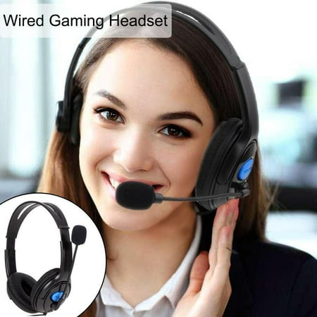 Wired Gaming Headset Earphones with Mic Microphone Stereo Bass Dinner for Sony PS4 PlayStation 4 Gamers