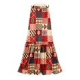 thumbnail image 4 of Wutalume Women's Vintage Plaid Ruffled Maxi Skirt, High Waist Pleated Design, Flowy A-Line Skirt for Casual Outings and Travel,Hot Pink L, 4 of 6