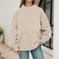 thumbnail image 4 of MAIHAN Womens Neck Sweatshirt Fall Oversized Turtleneck Pullover Slouchy Long Sleeve Fall Fashion Y2K Outfits With Pockets(B-Beige,XL), 4 of 6
