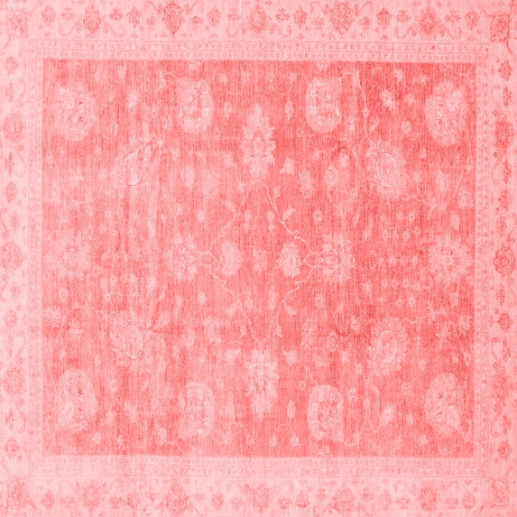 Ahgly Company Machine Washable Indoor Square Oriental Red Modern Area Rugs, 6' Square