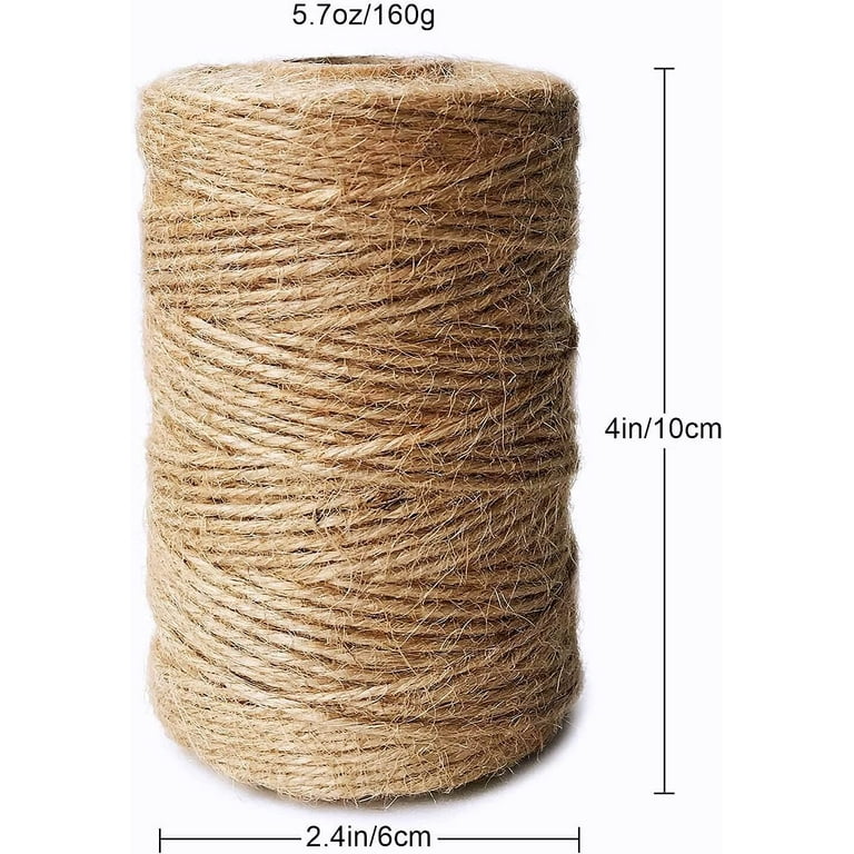 FUFACL Natural Jute Twine, 3 Ply 2mm Arts and Crafts Jute Rope Heavy Duty Packing String for Gifts, DIY Crafts, Bundling, Decoration, Gardening and Recycling