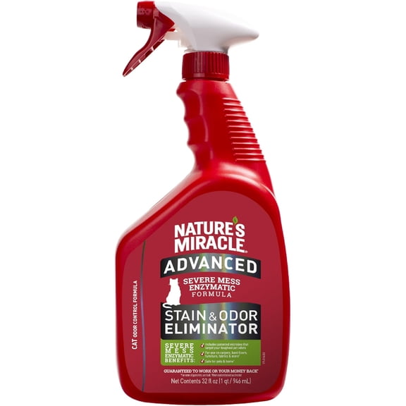 Advanced Cat Stain and Odor Eliminator Spray, Severe Mess Enzymatic Formula, 32 fl oz