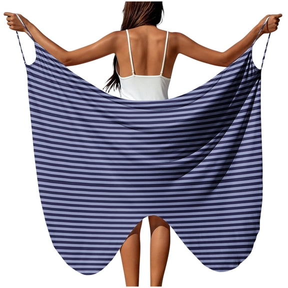 Lopeceal Swimsuit Plus Size Cover Up for Women Striped Two Ways Cross Wrap Long Dress Cover Up or Tie Skirt Beach Vacation S-5XL