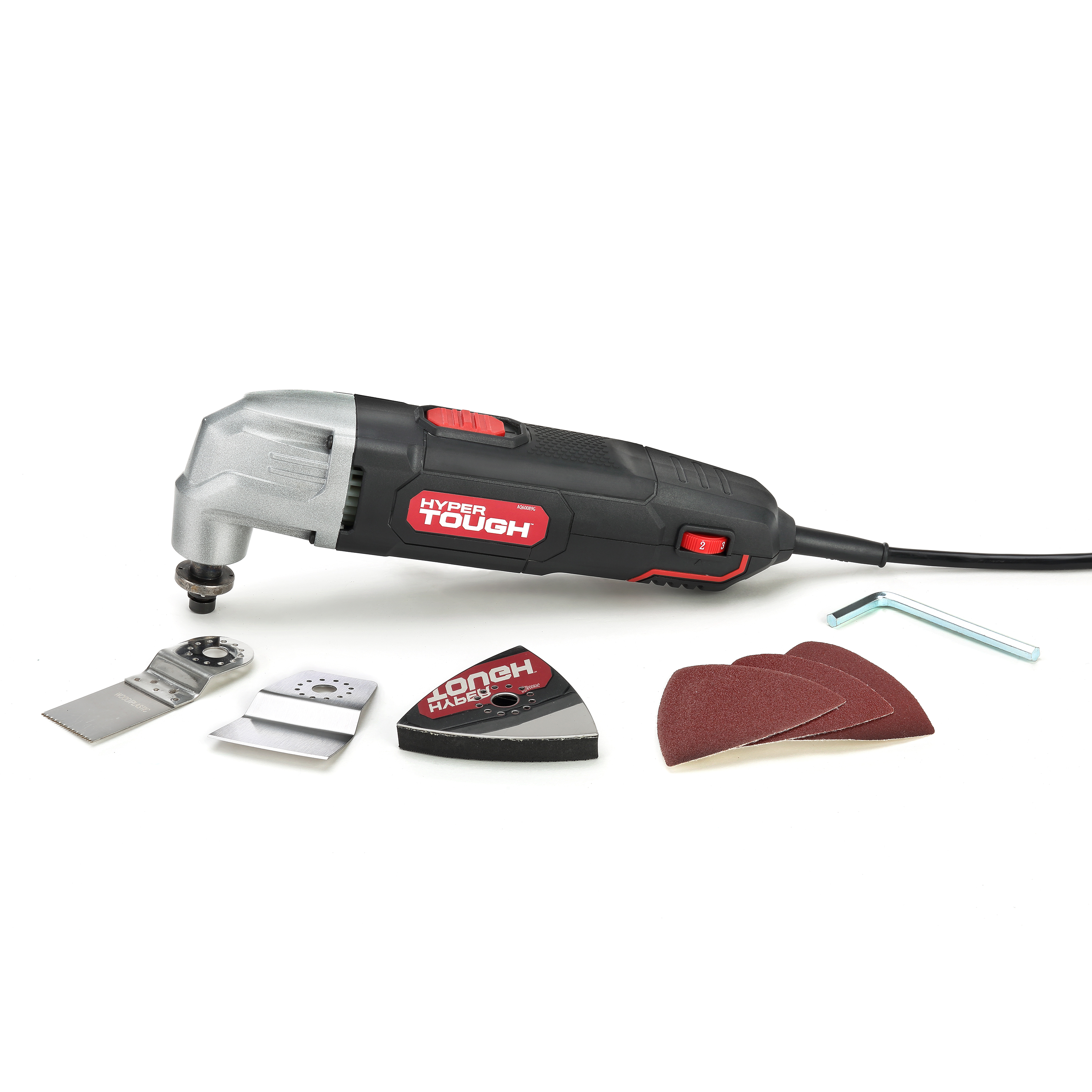 Herramienta Oscilante Multifunción con Cable de 2.1 Amperios Hyper Tough con Velocidad Variable y Accesorios 2