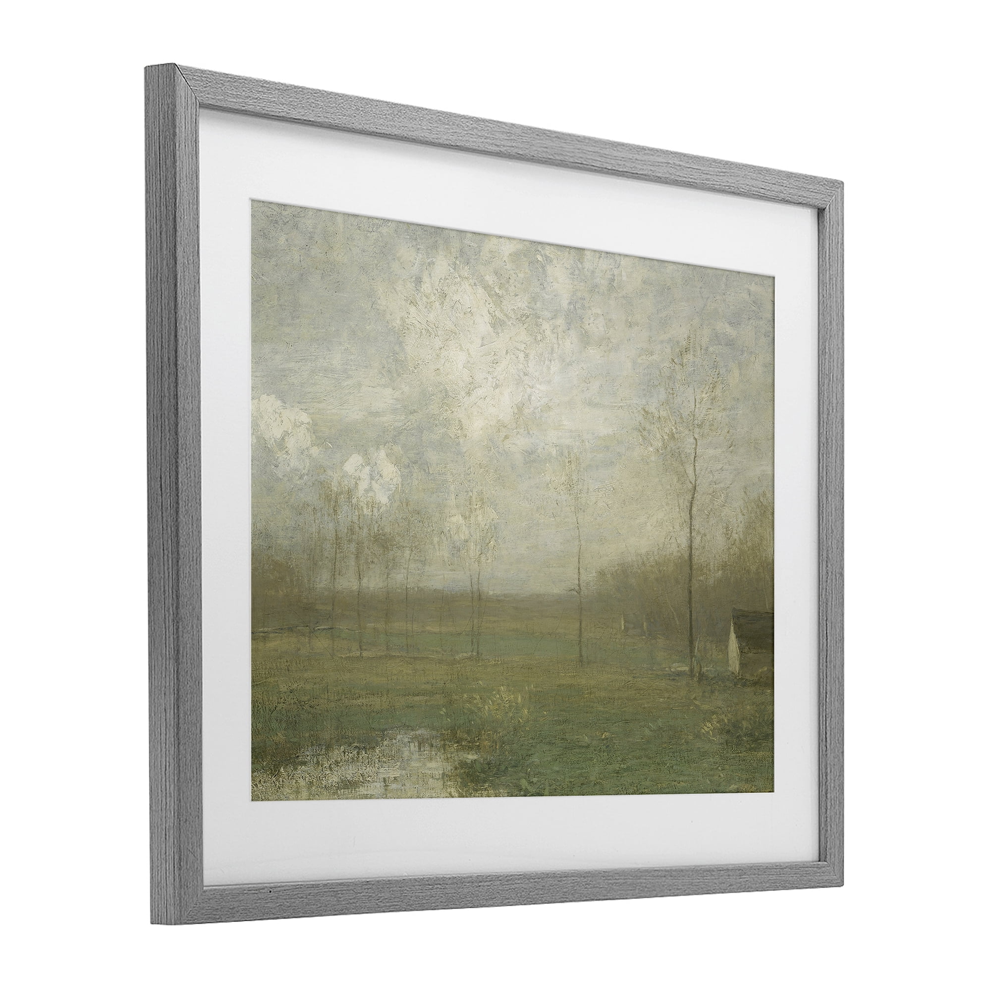 Hazy Farmland View Gray Framed Print Under Glass, design by Lettered and Lined