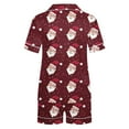 thumbnail image 3 of WMTBSRSW Womens Christmas Pajamas Set Button Down 2 Piece Pjs Shorts Set Notch Collar Short Sleeve Sleepwear Outfits Wine2 XXL, 3 of 8