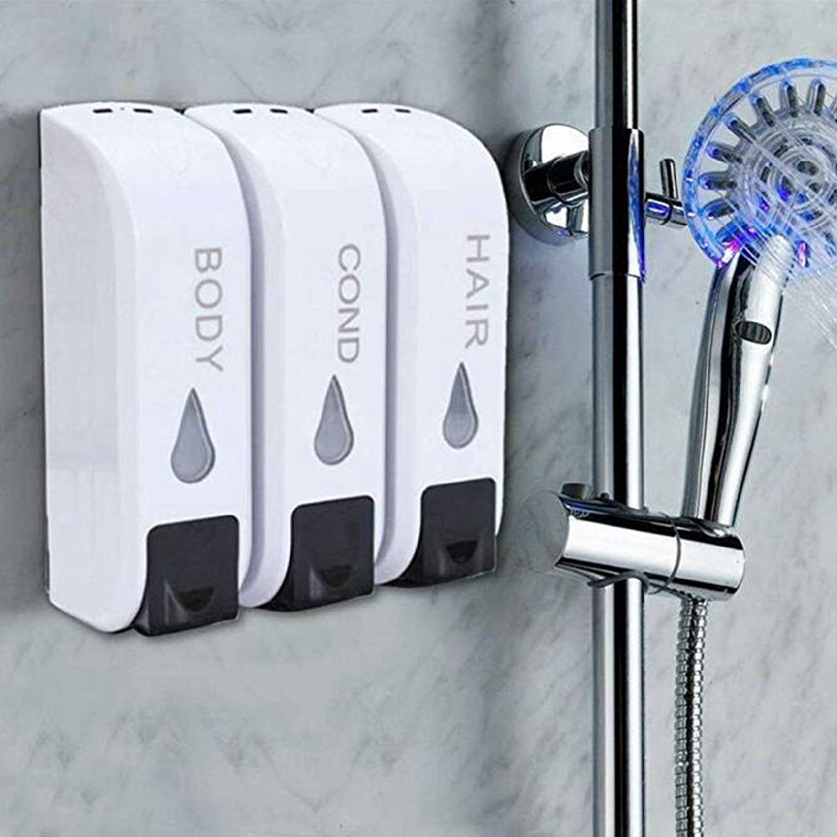 2X Triple Shower Soap Dispenser Wall Mounted Liquid Soap Shampoo Dispenser Washing Lotion for Bathroom