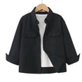 thumbnail image 3 of WAVSUF Boys Button Down Shirt Collar Neck with Chest Pocket Long Sleeve Fall Comfort Trendy Coat Black 10-12, 3 of 7
