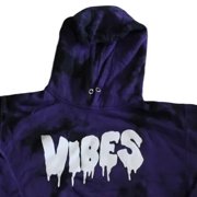 Vibes Tie Dye Women's Hoodie with a Kangaroo Pocket and No Drawstring (Large)