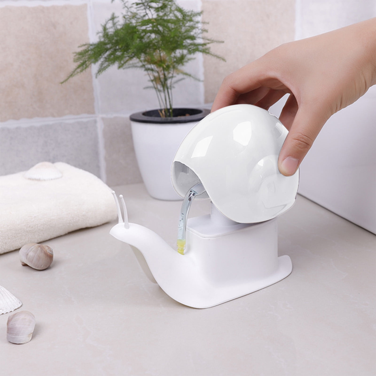 TaTaai 5Pcs Cute Snail Soap Dispenser - Hand Soap Pump for Bathroom & Kitchen, Lotion, Shampoo, Shower Gel Dispenser, Durable & Leak-Proof Design, Bathroom Accessories