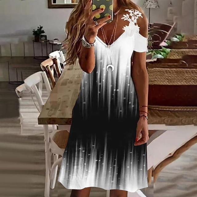 TIMIFIS Robe T-Shirt Décontractée d'Été pour Femmes, Robe Soleil Évasée, Couvre-Maillot de Bain de Plage - Été