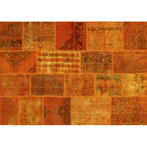 Ahgly Company Indoor Rectangle Patchwork Yellow Transitional Area Rugs, 8' x 12'
