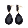 thumbnail image 2 of Women's Elegant Dangling Teardrop Stone Pierced Earrings - Jet Black Stone/Gold-Tone, 2 of 3