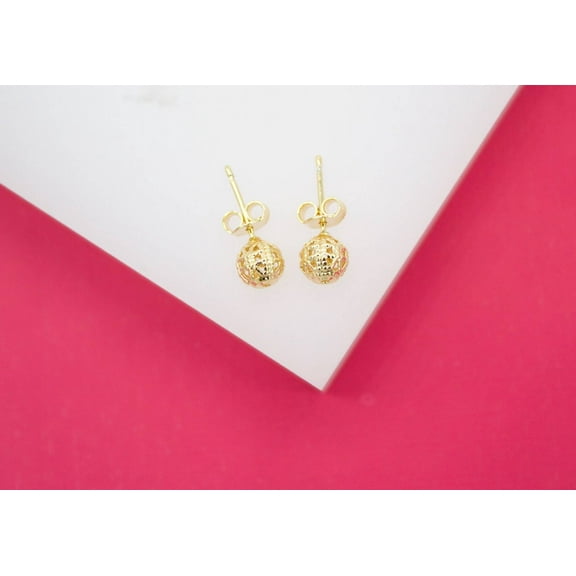 18K Gold Filled Hollow Webbed Ball Stud Earrings (L58-60)