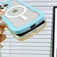 thumbnail image 6 of Compatible for iPhone 13 Pro Case with Magsafe, Wave Magnetic Phone Case Cute Water Ripple Candy Colors Frame Shockproof for iPhone 13 Pro Phone Case for Women 6.1 Inch - Light Blue, 6 of 8