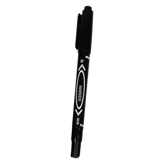 Double-Tip Marker with Fine and Broad Points, Black Oil-Based Waterproof Pen, Quick-Drying Ink for Precise Writing, Labeling, and Sketching on Various Surfaces