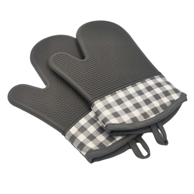 Matsuzay Guantes de horno resistentes al calor, protección cómoda y estupenda para asar, guantes de horno antideslizantes seguros Herramientas y accesorios para hornear Gris