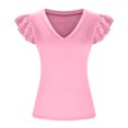 thumbnail image 5 of Mittory Women's Summer Sleeveless Tops V Neck Ruffle Shirts Knit Ribbed Tank Top Sexy Blouse, 5 of 5