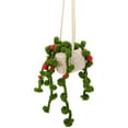 thumbnail image 4 of Pavo Crochet Car Hanging Ornament Crochet Potted Plant Decor Car Rear View Mirror Hanging Accessory, 4 of 7