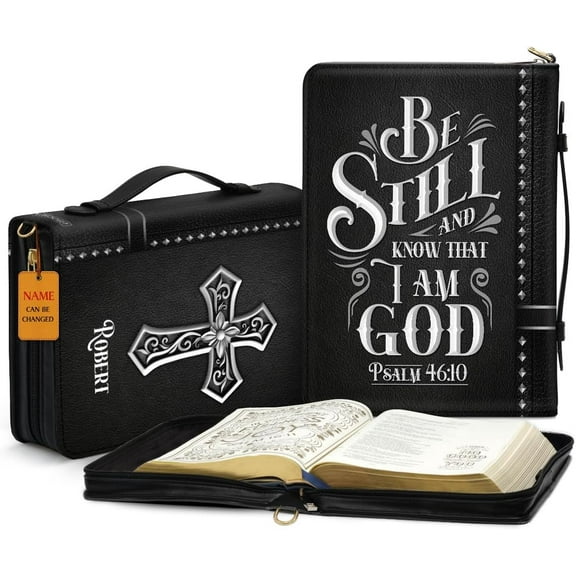 Personalized Leather Bible Covers - Be Still Bible Carrying Case - Bible Book Carrier Bag - Christian Gifts For Women & Men - Bible Holder, Bible Organizer Cover XLarge Size