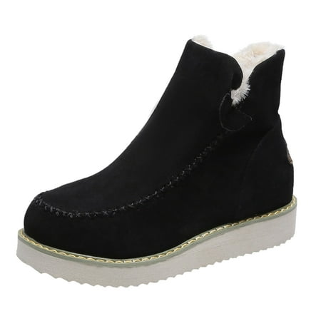 

Puntoco Women S Winter Boots Clearance Women Flat Shoes Winter Warm Furry Lining Snow Ankle Boots Winter Shoes Black