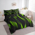 thumbnail image 3 of jejeloiu Waves Geometric Stripe 7-Piece Twin Bedding Sets,Black Green Bedding Comforter Set For Adults Reversible, 3 of 8