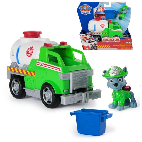 PAW Patrol Fire Rescue: Rocky Rescue Fire Tanker with Figure, Grab Claw & Accessories, for Kids 3 
