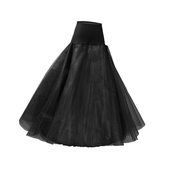 GUOOL Wedding Dress Petticoat Underskirt Elastic Waist for Women Floor Length Crinoline Wedding Petticoat Skirt for Ball Gown Black