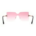 thumbnail image 4 of Womens Wave Beveled Lens Oversize Shield Rimless Fashion Sunglasses Gold Pink, 4 of 4