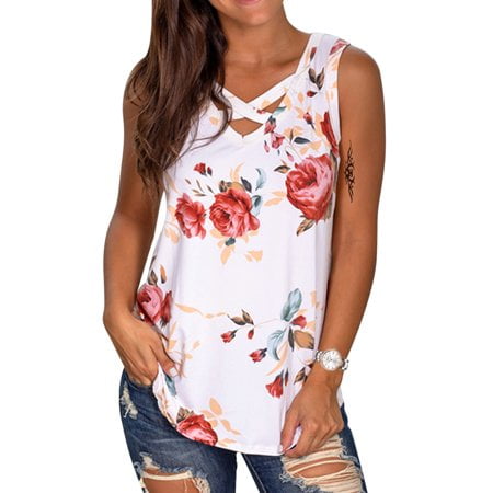 Amober Shirt for Women,Womens Summer Fashion Casual Loose V-Neck Printed T-Shirt Top Blouse