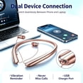 thumbnail image 6 of Retractable Neckband Bluetooth Headphones Wireless Earbuds, Around The Neck Headset with Noise Cancelling Microphone, IPX5 Sweatproof Sports Earphones for iPhone Android (Rose), 6 of 7