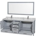 thumbnail image 5 of Wyndham WCS141480DGYIVUNSM70 80" Vanity in Gray + Ivory Marble and Square Sink, 5 of 7