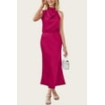 thumbnail image 6 of FreshPretty Womens Sleeveless Cocktail Dresses Mock Neck Keyhole Elastic High Waist Evening Party Maxi Wedding Guest Dress, 6 of 7