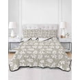 thumbnail image 3 of Quilts Full Size, Beige White Leaves Soft Comforter Bedding Set for Bed, Spring Pastoral Rustic Botanical Lightweight Quilted Bedspread with Pillow Cover(2 Pieces) for All Season, 78x90 Inch, 3 of 6