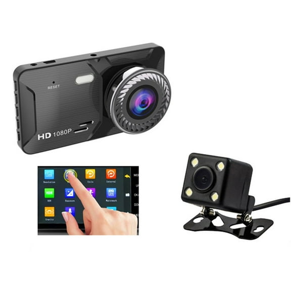 Dual Dash Cam with 4 Inch Touch Screen 1080P Front Rear Vehicle Recorder