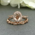 thumbnail image 2 of HeartsAndYou 2ct Natural Peach Morganite Halo Bridal Set Engagement Ring 14k SOLID Rose Gold, 2 of 9
