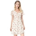 thumbnail image 2 of DARING DIVA Floral Flouncing Sleeve V Neck A-Line Chiffon Dress  XS White, 2 of 6