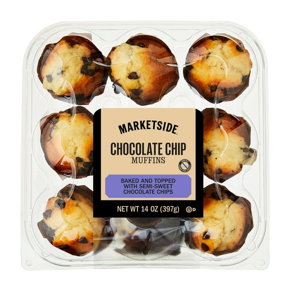 Marketside Chocolate Chip Baked Muffins, 9 Count, 14 oz (Shelf Stable)
