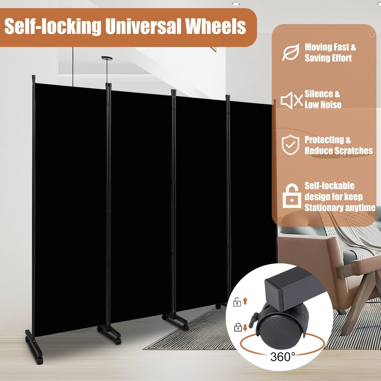 Room Divider Portable 22'' Partition Room Dividers and Folding Privacy Screens Single Panel Wall Divider for Room Separation,Freestanding Fabric Room Divider Panel with Wheel for Home Office Hospital