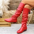 thumbnail image 4 of OKBOP Women's Knee High Boots, Round Toe Low Heel Faux Leather Winter, 4 of 5