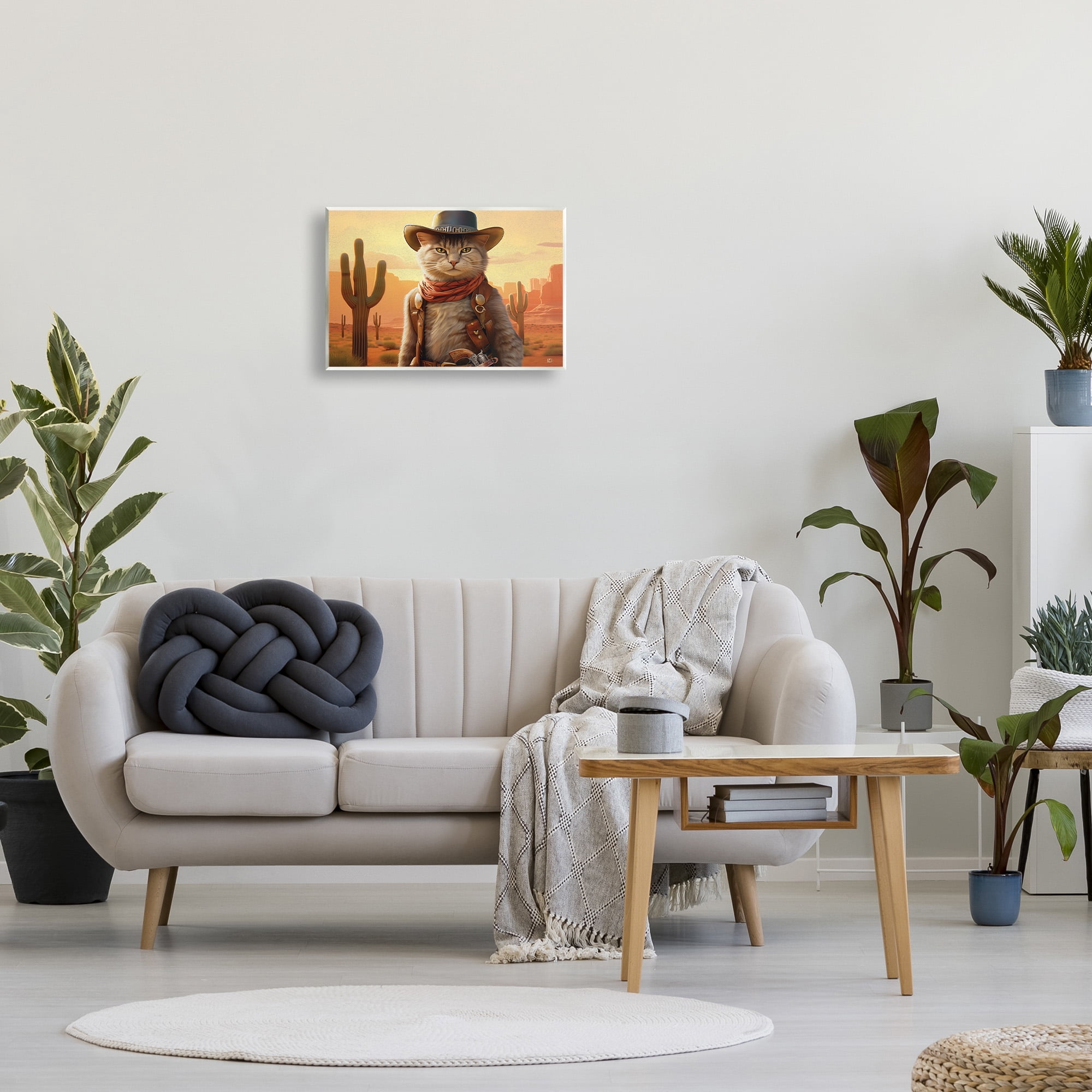 Stupell Industries Cowboy Sheriff Cat Animals & Insects Painting Unframed Art Print Wall Art, 19 x 13