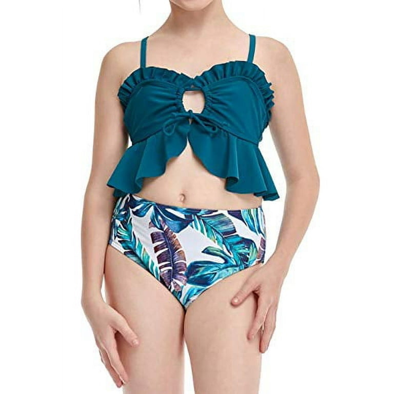 Retro Hi-Lo Tankini & High Waisted Trunks in Retro Rainbow: 2020 Collection (Size 12/18 months - top 12) girls tween toddler 2 piece swimsuit