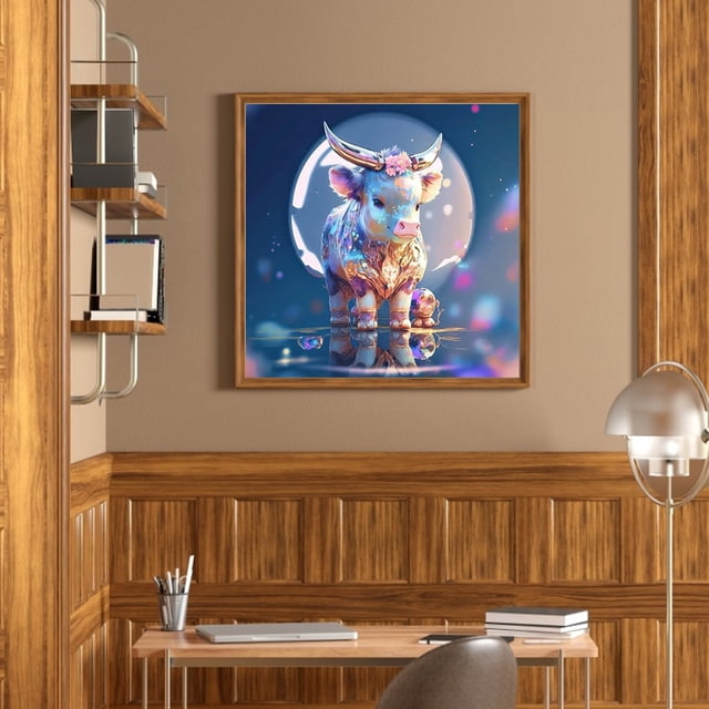 Cuadros Decorativos 5D bricolaje taladro redondo completo diamante pintura ganado Kit arte decoración del hogar (A2673) Wdftyju embutido en tela