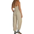 thumbnail image 2 of Summer Womens Off Shoulder Loose Casual Onesie Jumpsuits Backless Long Pants Baggy Rompers with Pockets, 2 of 4